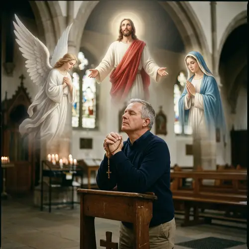 Prayer and Faith: Man Kneeling in Devotion