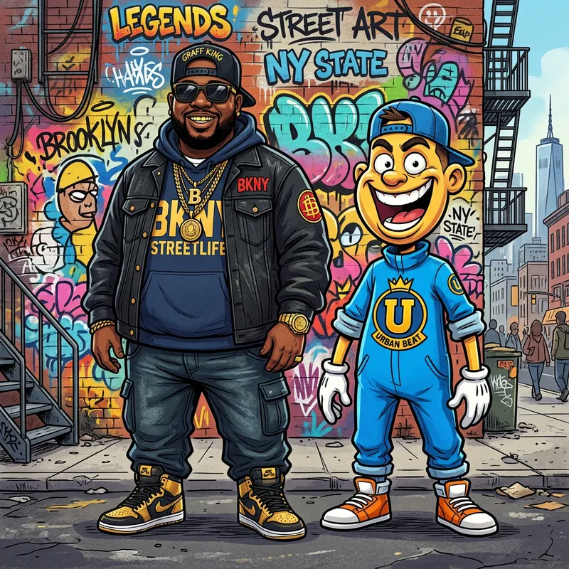 Freddie Dredd and Vault Boy in Urban Hip-Hop Setting