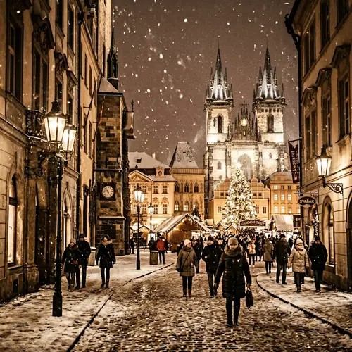 Winter Evening in Prague: Vintage Charm and Christmas Magic