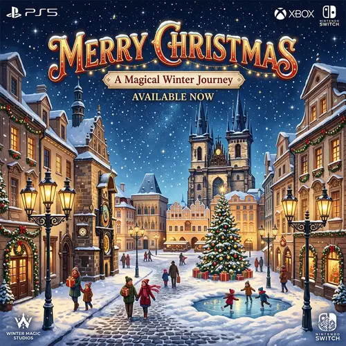 Charming Vintage Town Snowscape | Merry Christmas Game Cover