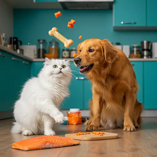 Cat and Dog Food Fight Fun