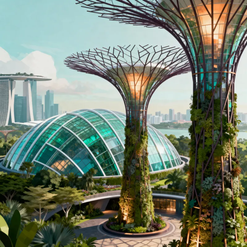 Isometric View of Cloud Forest & Flower Dome