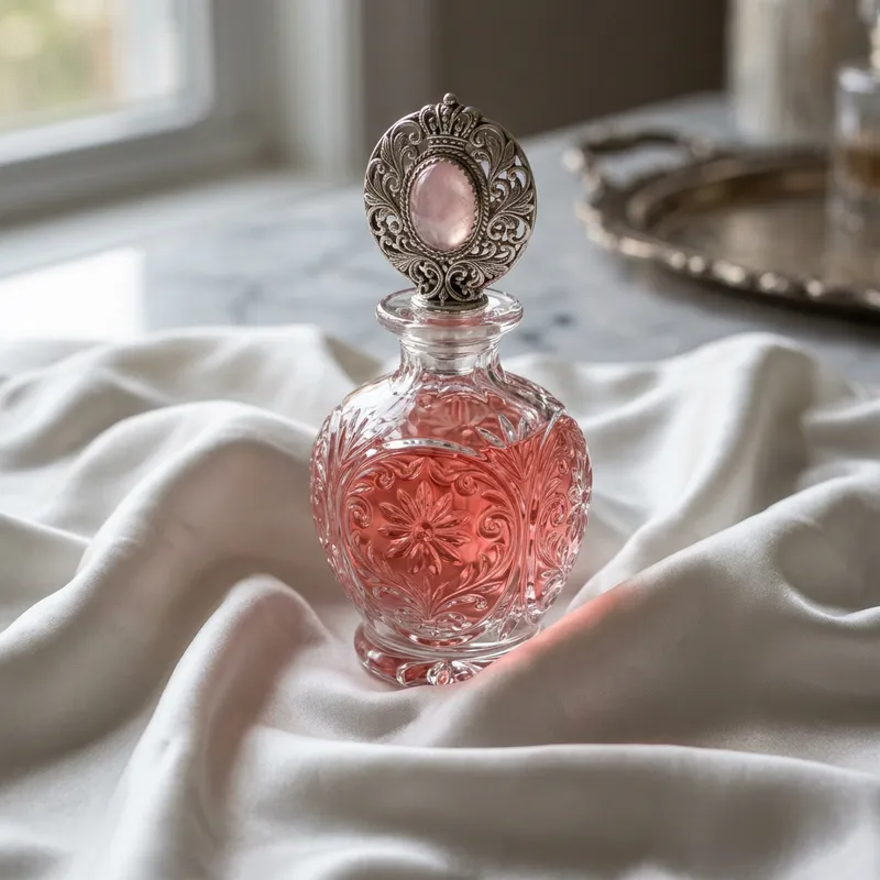 Elegant Crystal Perfume Bottle in Rose Color Elegant Crystal Perfume Bottle in Rose Color