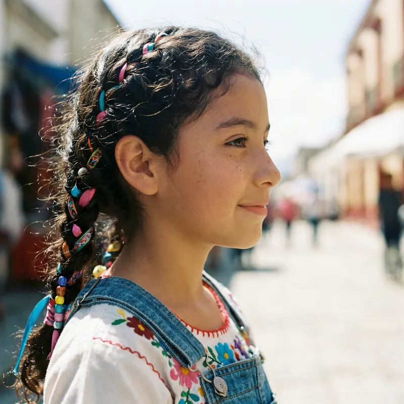 Profile of a Young Girl: Hair Style and Beauty Features