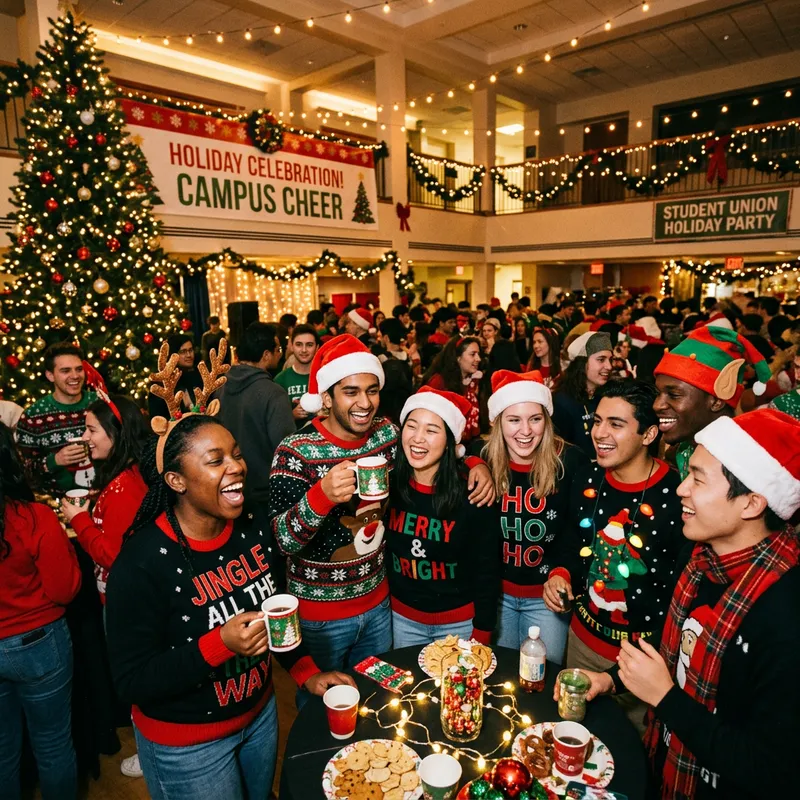 Vibrant Student Holiday Celebration: Joyful Festive Atmosphere
