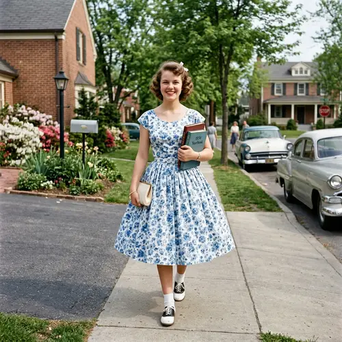 1956 Teenage Girl in a Stylish Dress