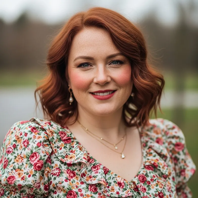 Chubby 52 Year Old Pale Redhead Woman Portrait