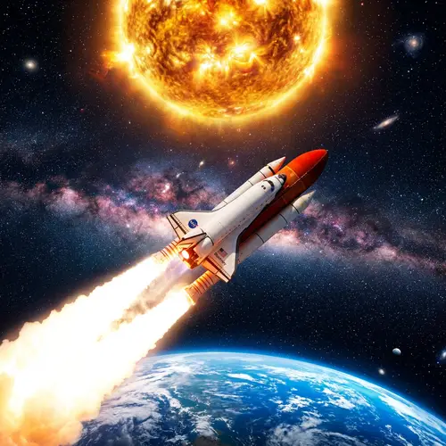 Awe-Inspiring Scene: Space Shuttle Journey to the Sun