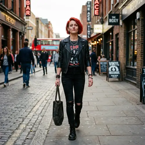 Bold Red-Haired Woman: Confident Full-Length Portrait