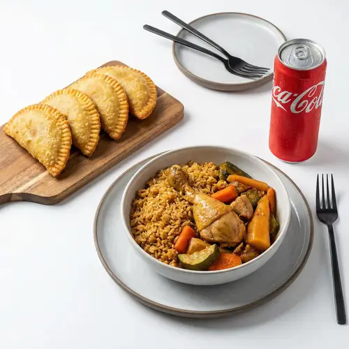 Delicious Menu: Pastels, Thieb Poulet & Coca-Cola