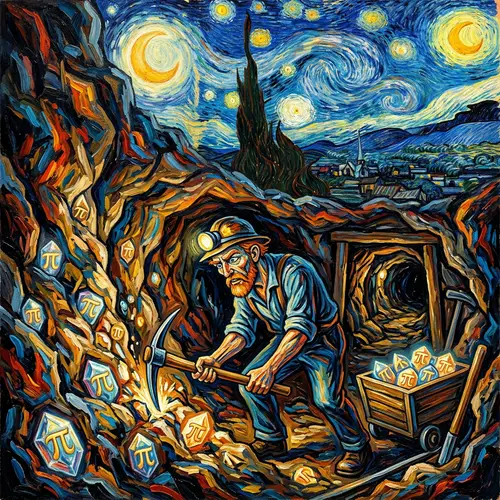 Van Gough Mining for Gems with Pi Crypto Symbol on Them
