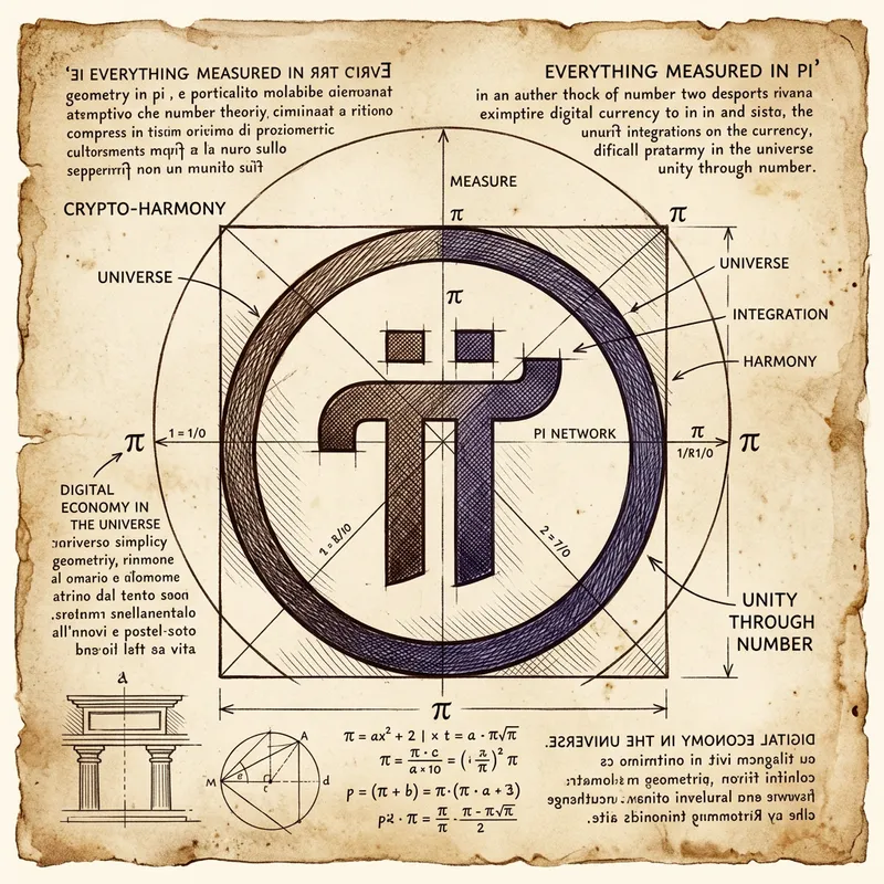 Pi Crypto Logo in Vitruvian Style | Symbolizing Pi's Measure