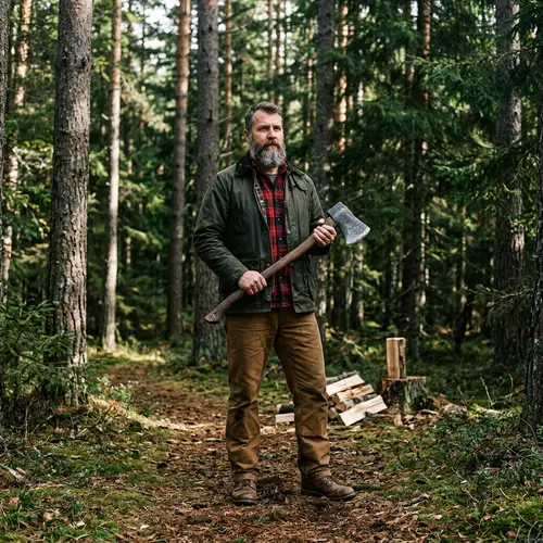 Man with Axe in the Forest