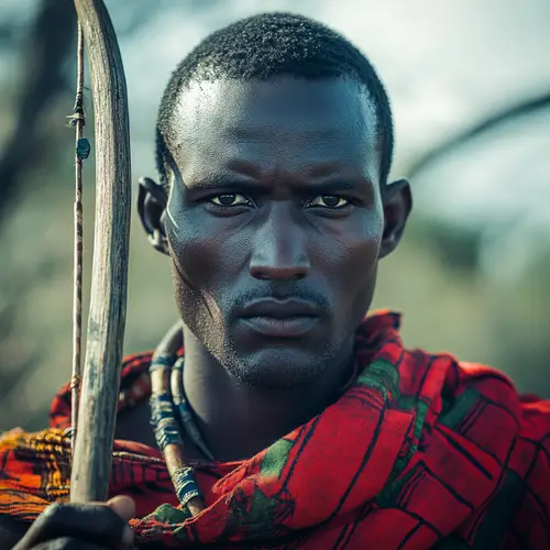 African Man Holding a Bow and Arrow