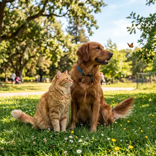 Cat and Dog Friendship in Sunny Park | Harmony Scene
