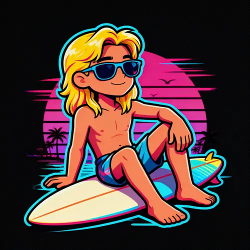 Vibin Animated Mascot: Chill Surfer Vibes