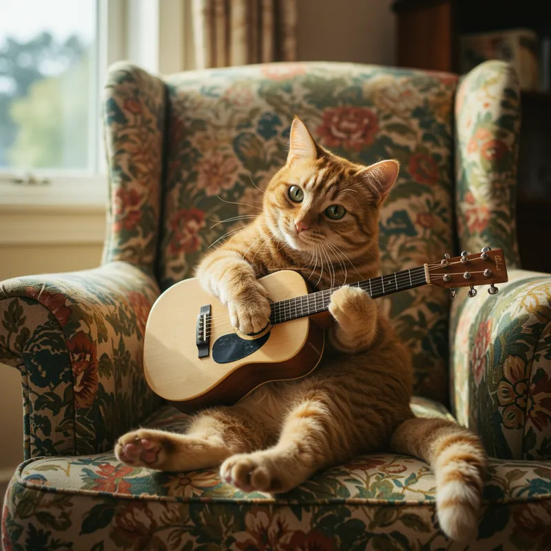 Cat Playing Guitar - Furry Musician Cat Playing Guitar - Furry Musician