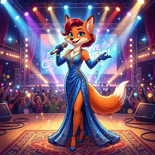 Charming Vixen Ready to Sing on Stage
