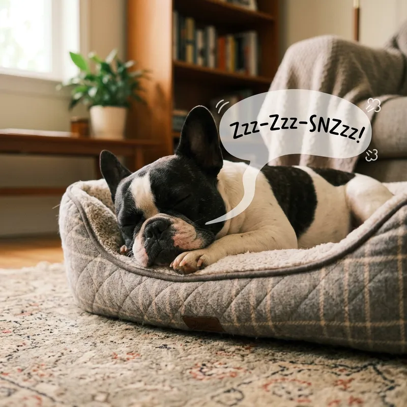 Adorable Snoring Black White French Bulldog
