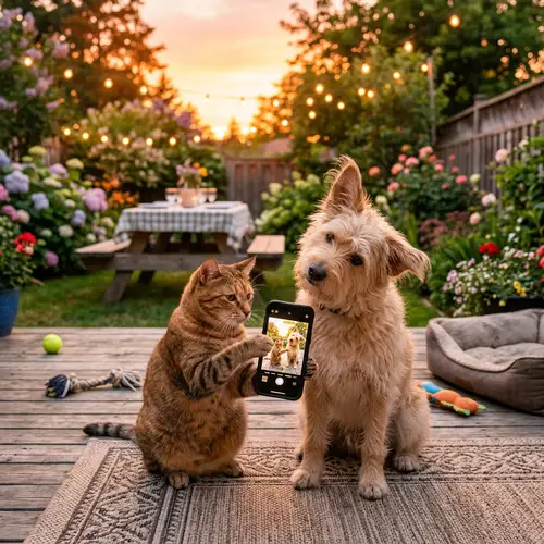 Pets Planning a Selfie Together | Cute Cat and Dog