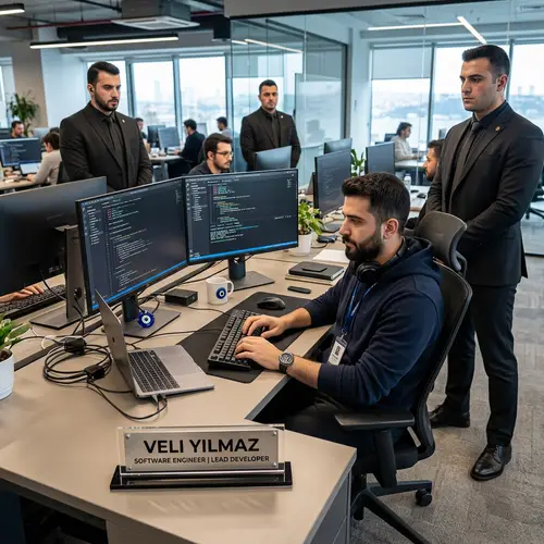 Male Software Engineer Veli Yilmaz | Professional Workspace