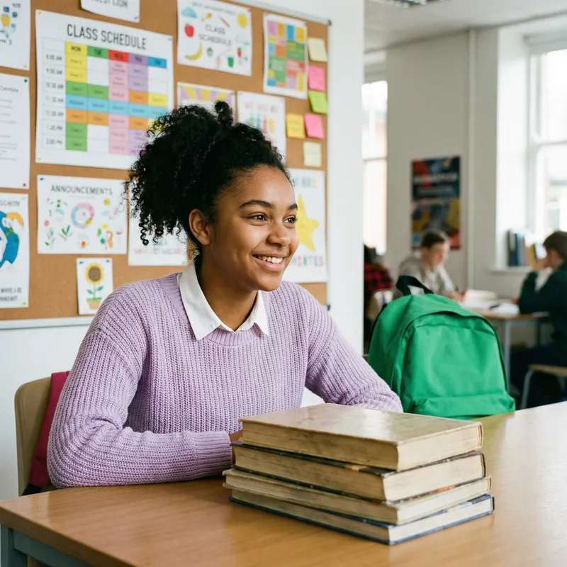 Youthful African Teenage Girl - Portrait in a Studious School Setting Youthful African Teenage Girl - Portrait in a Studious School Setting