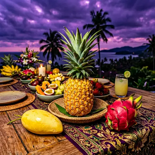 Tropical Feast: Golden Pineapple, Luscious Mango, and Beautiful Dragon Fruit