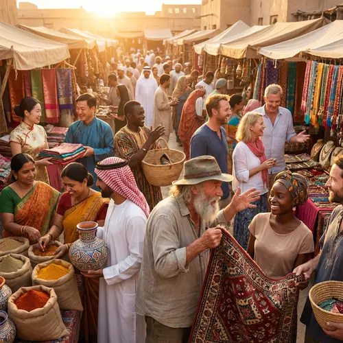Diverse Mercantile Scene with Traders from Various Descents