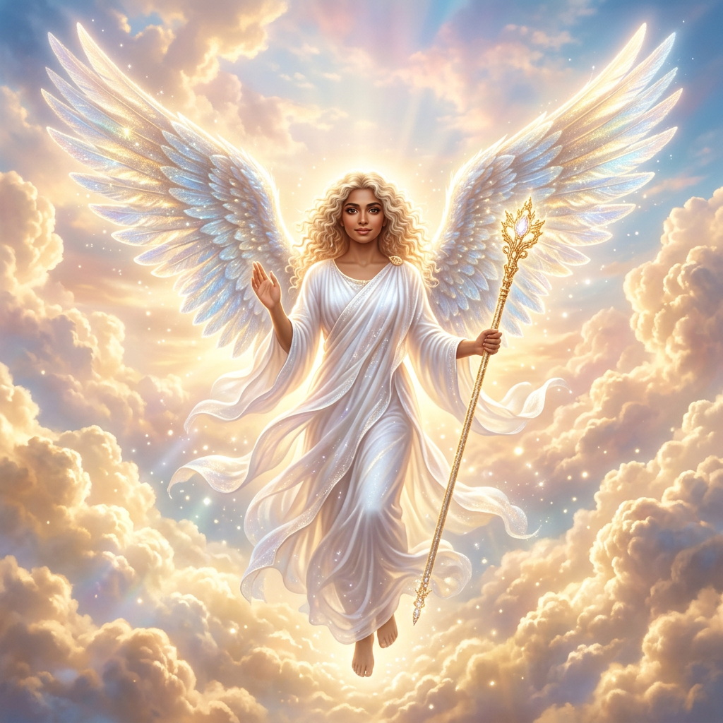 Goddess Angel Illuminating a Magical Landscape | AI Art Generator