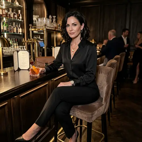 Elegant Solo Woman at Luxury Bar
