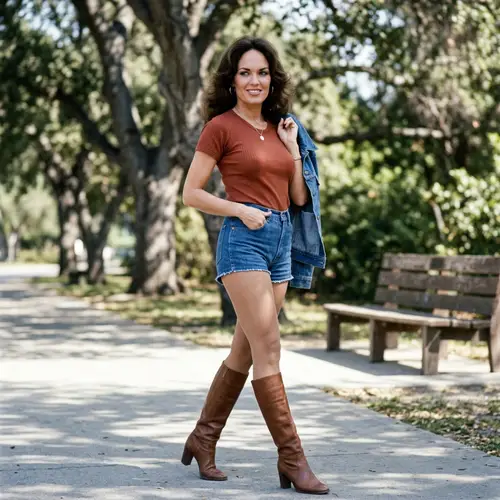 Catherine Bach in 70s Style: Iconic Look in Shorts