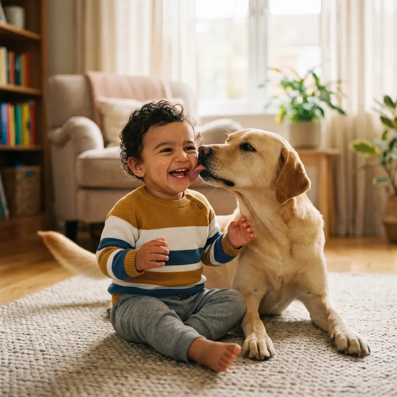 Happy Toddler and Dog | Joyful Interaction