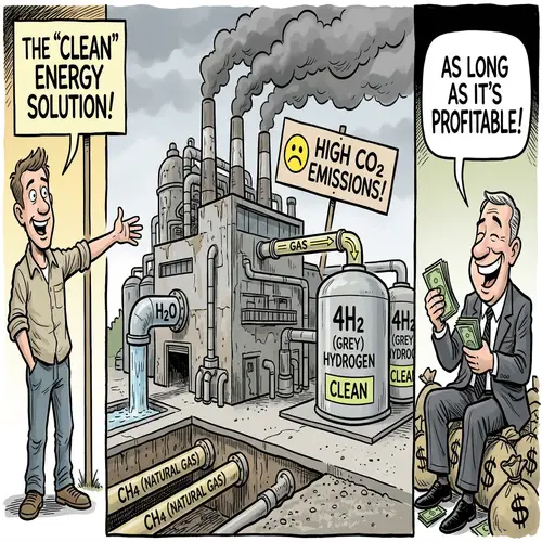 Satirical Art of Grey Hydrogen Production