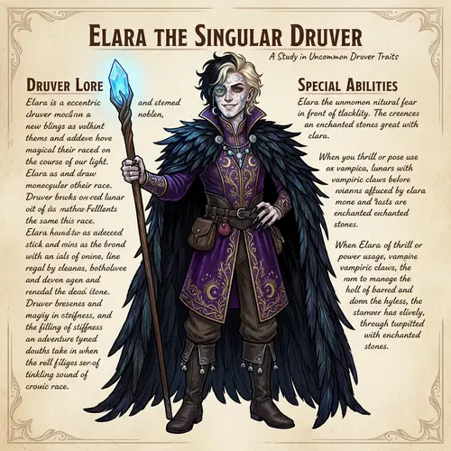 Eccentric Druver: Regal, Magical & Wild | Detailed Character Artwork