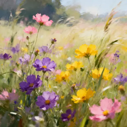 Vibrant Wildflowers in Impressionist Style