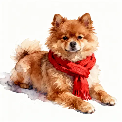 Cozy Watercolor Painting of a Fluffy Dog