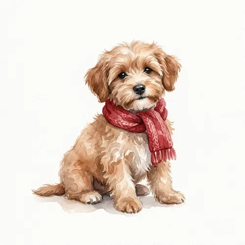 Cozy Watercolor Painting of a Fluffy Dog