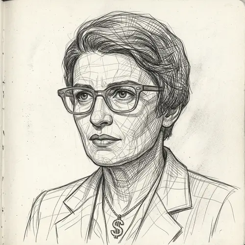 Hand-Drawn Vector Portrait of Ayn Rand