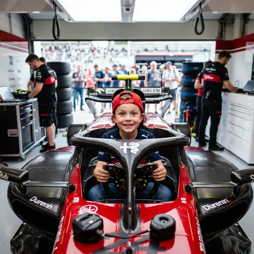 Exciting Boy in Formula 1 Car Experience