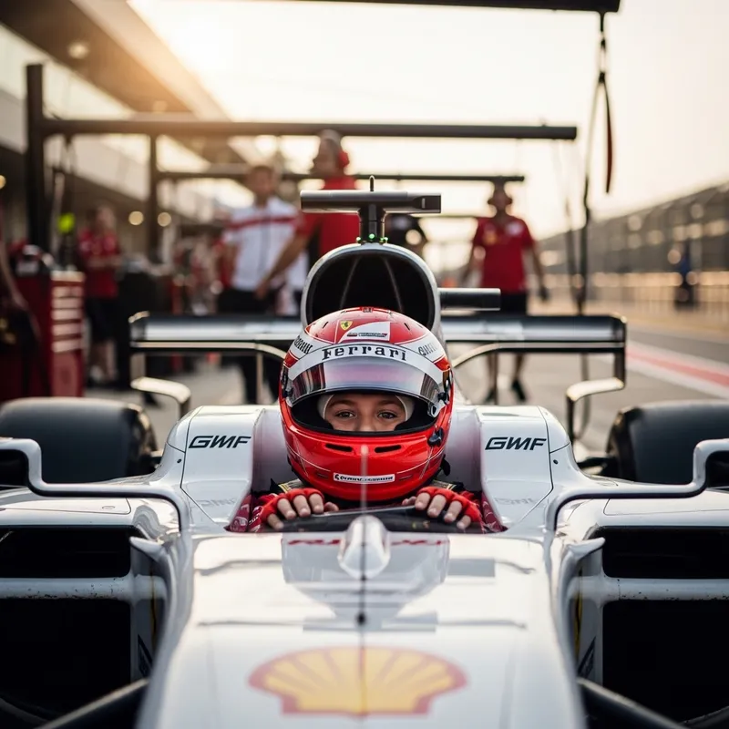 Exciting Boy in Formula 1 Car Experience