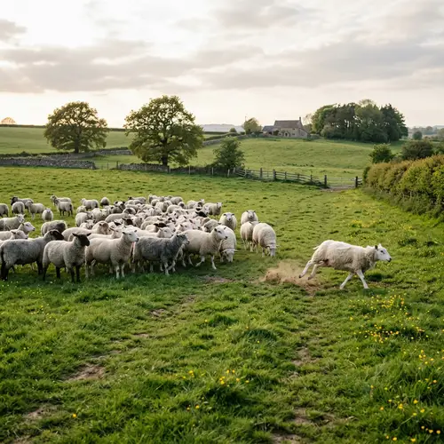 Sheep in Field: Watch One Run Off