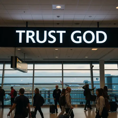 Trust God: Inspirational Airport Sign