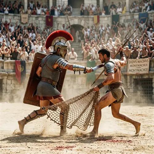 Two Gladiators Fighting in Epic Combat