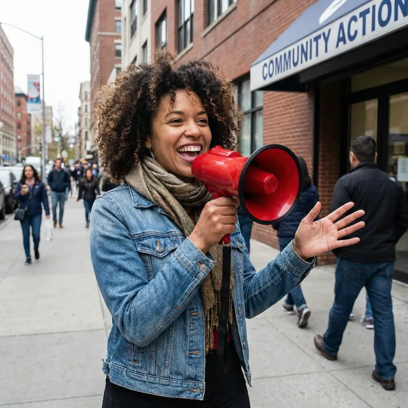 Empowered Voices: Women Shouting with Megaphones