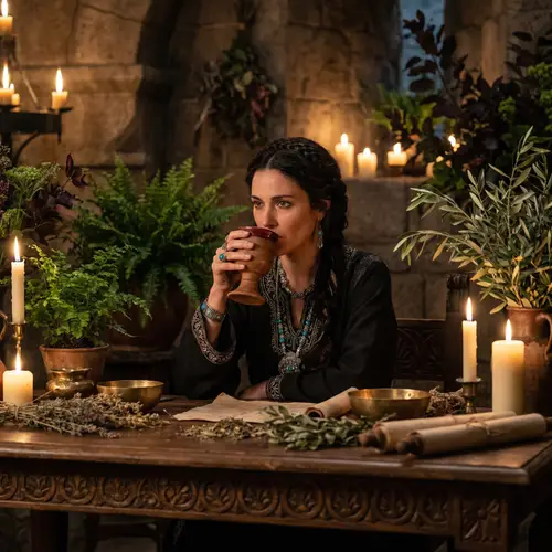 Enchanting Blood Drinking Ritual by a Beautiful Woman