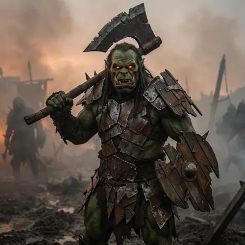 Epic Fantasy Orc Warrior with Giant Axe