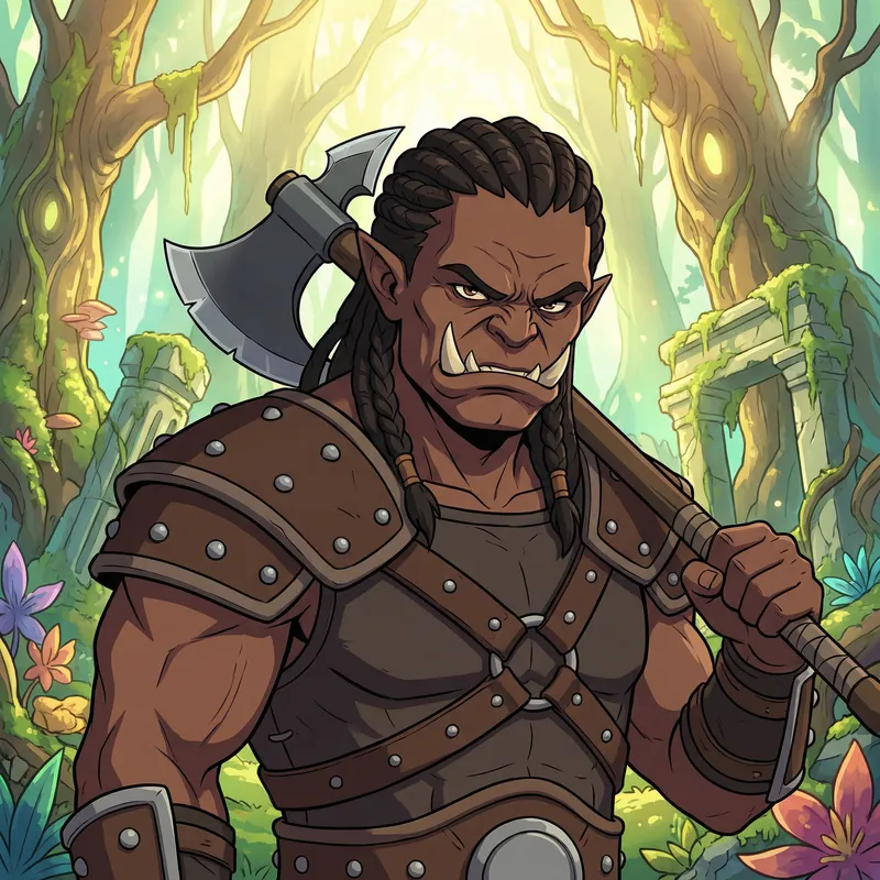 Epic Anime Orc Warrior Illustration