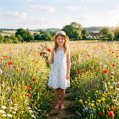 Girl in Flower Field - Nature Photography
