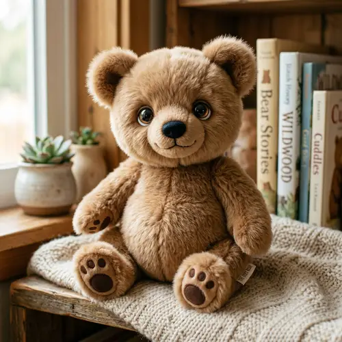 Adorable Brown Bear Cub Plush Toy - Detailed Craftsmanship