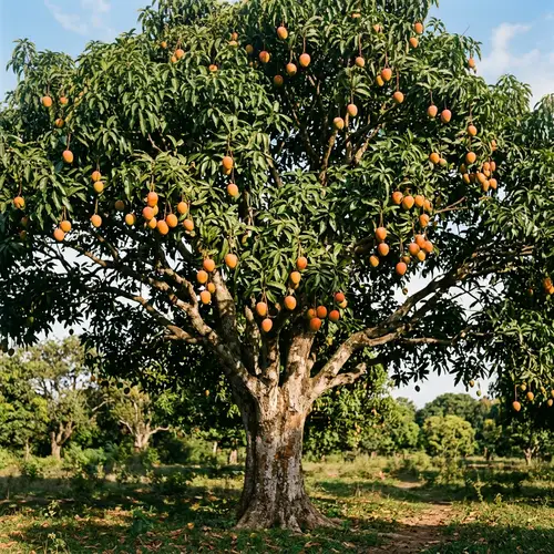 Tranquil Mango Tree - Lush Canopy and Ripe Fruit
